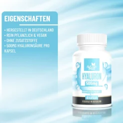 Natural Pro | Hyaluron Kapseln hochdosiert 500mg | Klare Inhaltsstoffe| New