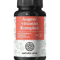 NATURE LOVE® Augenvitamin Komplex - 90 Kapseln mit Vitamin A - mit Lutein, Zeaxanthin und Vitamin E| Clearance