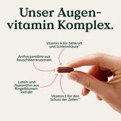 NATURE LOVE® Augenvitamin Komplex - 90 Kapseln mit Vitamin A - mit Lutein, Zeaxanthin und Vitamin E| Clearance