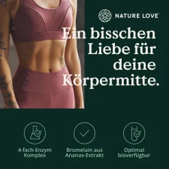NATURE LOVE® Enzym Komplex - 120 Stk - Lipase & α-Amylase | - Bromelain, Rutin, Cellulase & Inulin|
