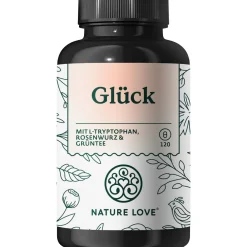 NATURE LOVE® Glück Rhodiola Rosea-Extrakt, L-Tryptophan, Rosenwurz- und Grünteeextrakt – 120 Kapseln| Outlet