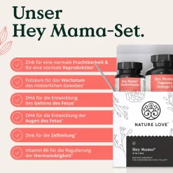 ® Hey Mama Schwangerschaftsvitamine - Folsäure, Omega 3, Vitamine, Mineralstoffe|NATURE LOVE Sale