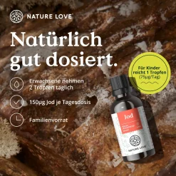 NATURE LOVE® Jod Tropfen - 150µg 50ml - alkoholfrei und vegan - geschmacksneutral><noscript><img width=