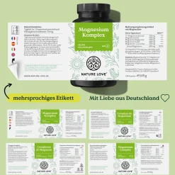 ® Magnesium Komplex - 180 Kapseln - 400mg elementares Magnesium/Tagesdosis>NATURE LOVE Clearance
