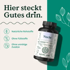 NATURE LOVE® Nacht - 90 Stk - natürliches Melatonin, Ashwagandha, Baldrian - 0,5mg Melatonin/Kapsel><noscript><img width=