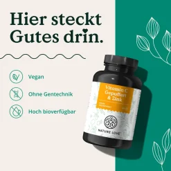 NATURE LOVE® Vitamin C Gepuffert & Zink – 180 Kapseln – hochdosiert 1000mg + 15mg Zink| Sale