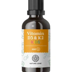 NATURE LOVE® Vitamin D3 + K2 Kinder (20ml) - 800 I.E. Vitamin D3/Tagesdosis - optimal für kids| Discount
