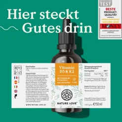 ® Vitamin D3/K2 (50ml) - K2VITAL® 99,7% all-trans - 1000I.E. Vit D & 20µg Vit K2/Tropfen>NATURE LOVE Best