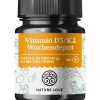 ® Vitamin D3 K2 Wochendepot – 180 Stück – 7000IE D3 + 140µg K2/Tablette >99,7% all-trans>NATURE LOVE Outlet