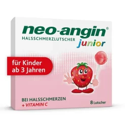 Junior Halsschmerzlutscher mit leckerem Erdbeergeschmack für Kinder ab 3 Jahren|neo-angin