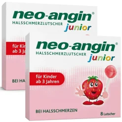 Junior Halsschmerzlutscher mit leckerem Erdbeergeschmack für Kinder ab 3 Jahren|neo-angin Sale