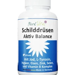 Nord Vital Schilddrüsen-Aktiv-Balance -13-in-1-Komplex mit Jod, L-Tyrosin, Ingwer, Selen, Eisen, uvm| Hot