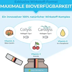 Nutrimea Nutrimea COLLAGEN mit Natürlichem Vitamin C, E, A | Kollagen Hydrolysat Peptide Typ I + II><noscript><img width=