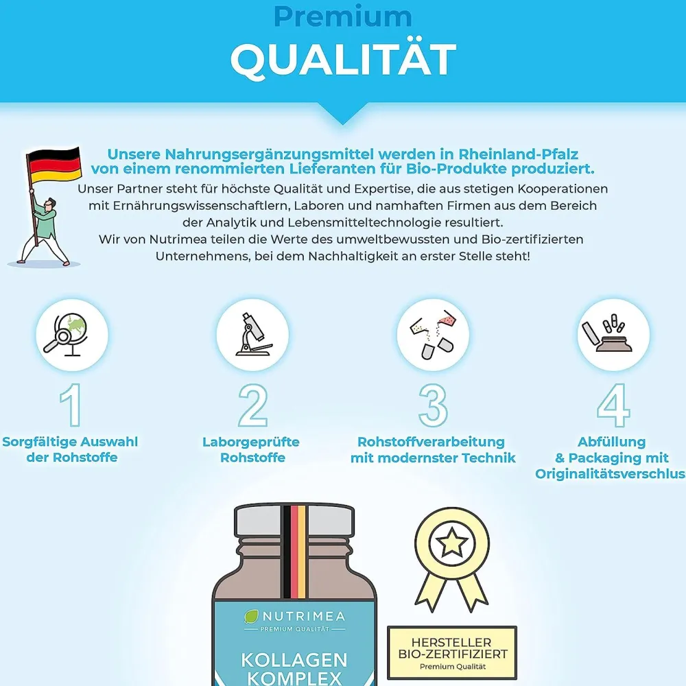 Nutrimea Nutrimea COLLAGEN mit Natürlichem Vitamin C, E, A | Kollagen Hydrolysat Peptide Typ I + II> Discount