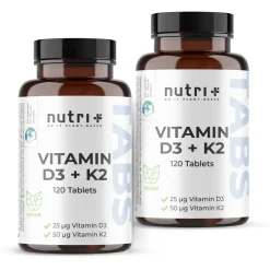 nutri+ Vitamin D3 K2 Tabletten Depot - vegan und hochdosiert| Clearance