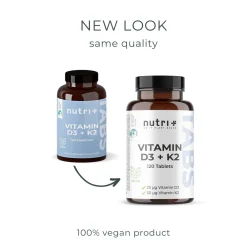 nutri+ Vitamin D3 K2 Tabletten Depot - vegan und hochdosiert| Clearance
