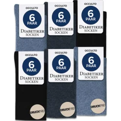 Occulto Socken Herren ohne Naht ohne Gummibund Baumwolle 6er Pack (Modell: Oliver) BlueMix 47-50> Hot