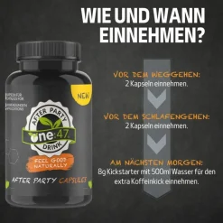 one:47® After Party Kapseln mit Elektrolyten und Vitaminen><noscript><img width=