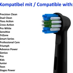 OneBuy24 - Aufsteckbürsten schwarz kompatibel mit vielen Oral-B elektrischen Zahnbürsten>