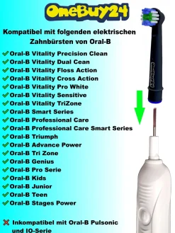 OneBuy24 - Aufsteckbürsten schwarz kompatibel mit vielen Oral-B elektrischen Zahnbürsten><noscript><img width=