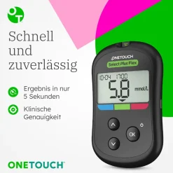 OneTouch Select Plus Flex® Diabetes Starter-Set XL mmol/l, 40 Teststreifen, 40 sterile Lanzetten, 1 Stechhilfe><noscript><img width=