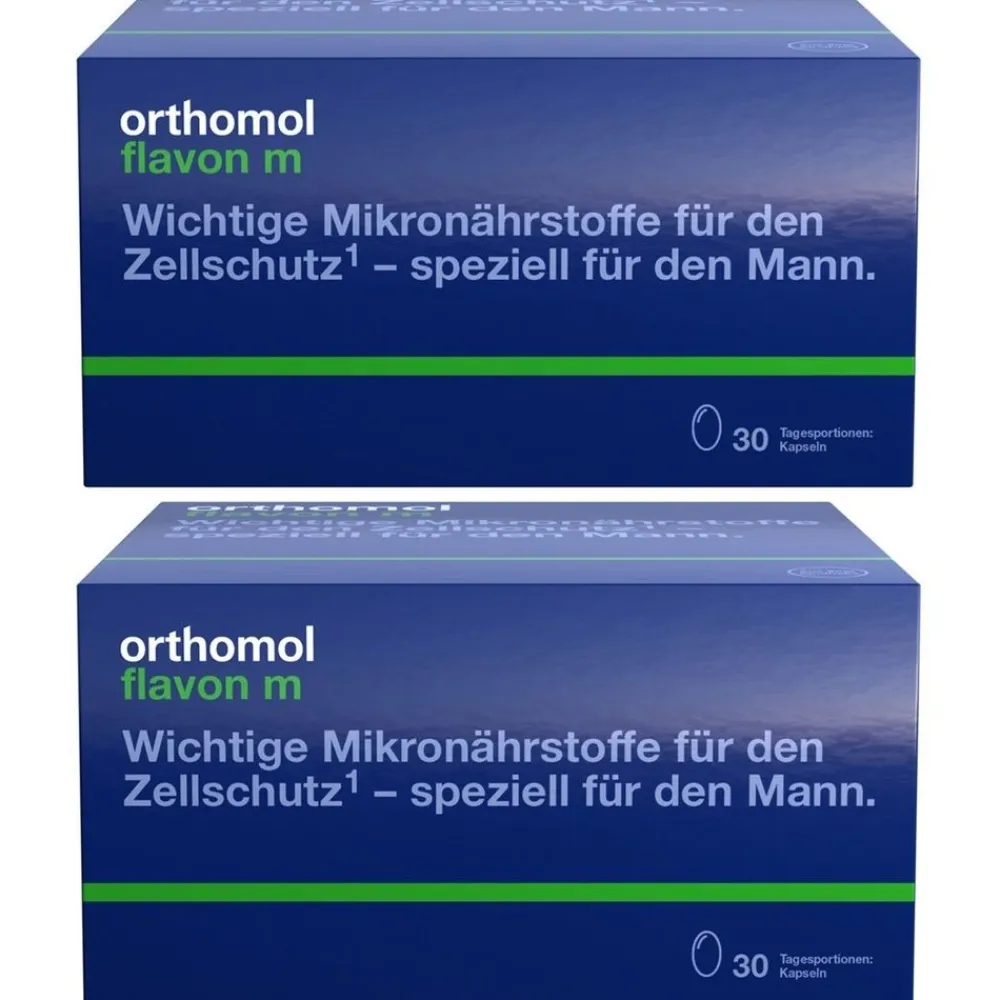 Orthomol Flavon m - Mikronährstoffe für Männer - Zellschutz mit Vitaminen, Selen, Zink, Omega-3-Fettsäure und Folsäure - Kapseln| New