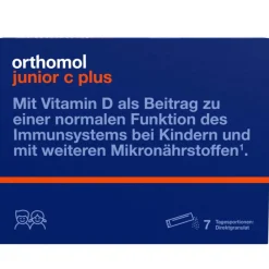 junior C plus - mit Vitamin C als Beitrag zu einer normalen Funktion des Immunsystems - Himbeer/Limetten-Geschmack - Direktgranulat|Orthomol Sale