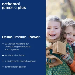 junior C plus - mit Vitamin C als Beitrag zu einer normalen Funktion des Immunsystems - Himbeer/Limetten-Geschmack - Direktgranulat|Orthomol Sale