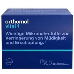 Vital f für Frauen - bei Müdigkeit - mit B-Vitaminen, Omega-3 und Magnesium - Granulat/Tabletten/Kapseln - Orangen-Geschmack|Orthomol Hot