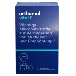 Orthomol Vital f für Frauen - bei Müdigkeit - mit B-Vitaminen, Omega-3, Magnesium - Granulat/Tabletten/Kapseln -Orangen-Geschmack| Hot