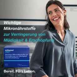 Vital f für Frauen - bei Müdigkeit - mit B-Vitaminen, Omega-3, Magnesium - Granulat/Tabletten/Kapseln - Grapefruit-Geschmack|Orthomol Sale