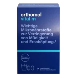 Orthomol Vital m für Männer - bei Müdigkeit - mit B-Vitaminen und Omega-3 - Granulat/Tabletten/Kapseln - Orangen-Geschmack> Clearance
