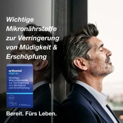Orthomol Vital m für Männer - bei Müdigkeit - mit B-Vitaminen und Omega-3 - Granulat/Tabletten/Kapseln - Orangen-Geschmack><noscript><img width=