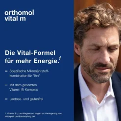 Vital m für Männer - bei Müdigkeit - mit B-Vitaminen, Omega-3 und Magnesium - Trinkampullen/Kapseln - Orangen-Geschmack><noscript><img width=