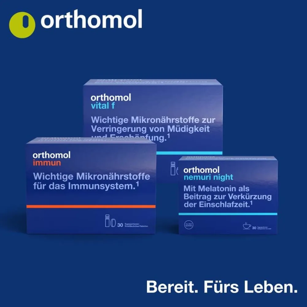 Vital m für Männer - bei Müdigkeit - mit B-Vitaminen, Omega-3 und Magnesium - Trinkampullen/Kapseln - Orangen-Geschmack>Orthomol Online