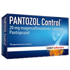PANTOZOL Control® 20 mg magensaftresistente Tabletten - zur kurzzeitigen Behandlung von Refluxsymptomen (z. B. Sodbrennen, saures Aufstoßen) bei Erwachsenen|Pantoprazol Online