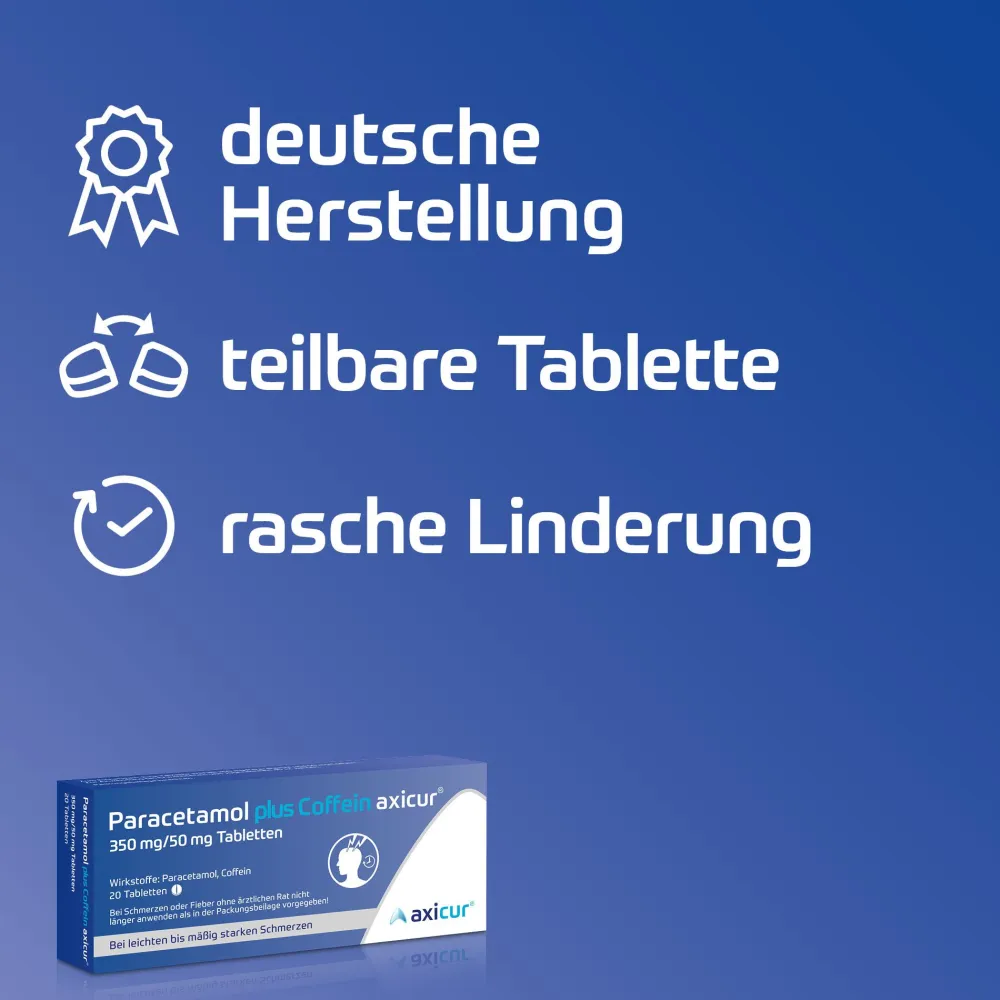 Paracetamol plus Coffein axicur 350 mg/50 mg Tabletten> Online
