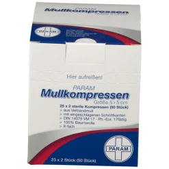 Mullkompressen 5 cm x 5 cm steril 8-fach><noscript><img width=