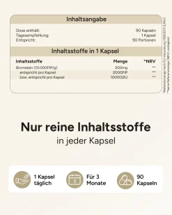 ® Bromelain Kapseln mit 2000 FIP pro Kapsel - 200mg Bromelain Enzym aus Ananas-Extrakt><noscript><img width=