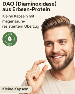 ® DAO Kapseln vegan - 1.000.000 HDU pro Kapsel - DAO-Enzym aus Erbsen><noscript><img width=