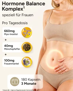 ® Hormon Balance Kapseln mit Myo-Inositol Gänsefingerkraut Mönchspfeffer & B6 - Hormella>plantomol Discount