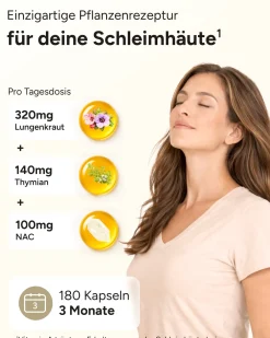 ® Lungenkraut PLUS Kapseln - 16-fach Komplex mit Lungwort Malvenblättern Thymian & mehr|plantomol Online
