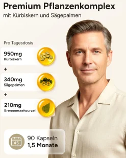 ® Prostata Komplex mit Kürbiskern Sägepalme Brennnessel - Brennessel Kapseln - Prosta Trio>plantomol Hot