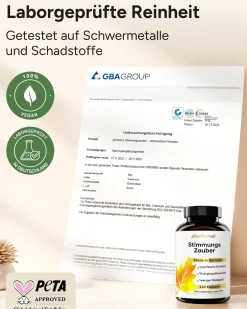 ® Stimmungsaufheller Johanniskraut Kapseln mit L-Tryptophan GABA & B5 - Stimmungszauber|plantomol Hot