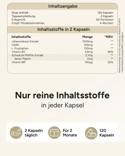 ® Stimmungsaufheller Johanniskraut Kapseln mit L-Tryptophan GABA & B5 - Stimmungszauber|plantomol Hot