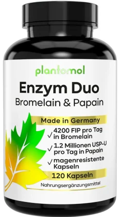 ® Verdauungsenzyme Komplex mit Papain & Bromelain aus Ananas-Extrakt - Enzym Duo|plantomol Outlet