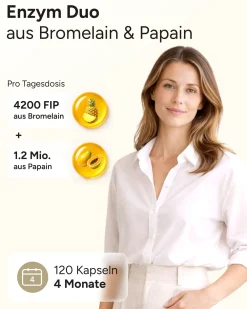 ® Verdauungsenzyme Komplex mit Papain & Bromelain aus Ananas-Extrakt - Enzym Duo|plantomol Outlet