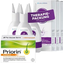 Priorin® Kapseln + Ell-Cranell® bei hormonell-erblich bedingtem Haarausfall 3x100 ml> Sale