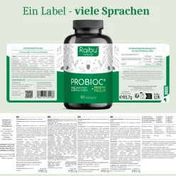 Probiotika Kulturen Komplex Kapseln, Mit 25 Bakterienstämme + Inulin, 180 St –|Raibu Online