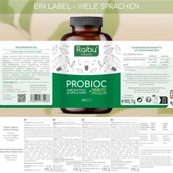Probiotika Kulturen Komplex Kapseln, Mit 25 Bakterienstämme + Inulin, 180 St –|Raibu Online